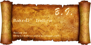 Bakró Indira névjegykártya